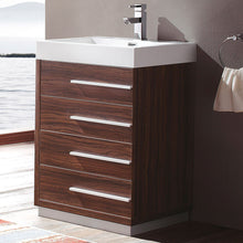 Load image into Gallery viewer, Fresca Livello 24&quot; Walnut Modern Bathroom Cabinet w/ Integrated Sink- Fresca