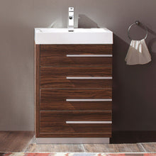Load image into Gallery viewer, Fresca Livello 24&quot; Walnut Modern Bathroom Cabinet w/ Integrated Sink- Fresca
