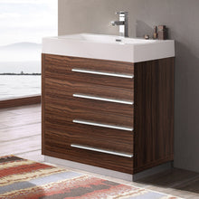 Load image into Gallery viewer, Fresca Livello 30&quot; Walnut Modern Bathroom Cabinet w/ Integrated Sink- Fresca