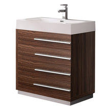 Load image into Gallery viewer, Fresca Livello 30&quot; Walnut Modern Bathroom Cabinet w/ Integrated Sink- Fresca