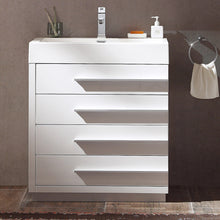 Load image into Gallery viewer, Fresca Livello 30&quot; White Modern Bathroom Cabinet w/ Integrated Sink- Fresca