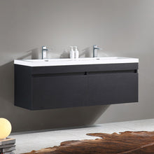 Load image into Gallery viewer, Fresca Largo 57&quot; Black Modern Bathroom Cabinet w/ Integrated Sinks- Fresca