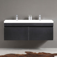Load image into Gallery viewer, Fresca Largo 57&quot; Black Modern Bathroom Cabinet w/ Integrated Sinks- Fresca