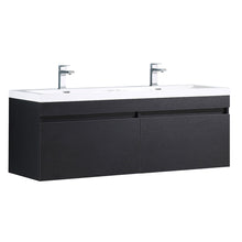 Load image into Gallery viewer, Fresca Largo 57&quot; Black Modern Bathroom Cabinet w/ Integrated Sinks- Fresca