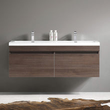 Load image into Gallery viewer, Fresca Largo 57&quot; Gray Oak Modern Double Sink Bathroom Cabinet w/ Integrated Sinks- Fresca