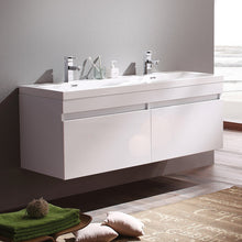 Load image into Gallery viewer, Fresca Largo 57&quot;White Modern Double Sink Bathroom Cabinet w/ Integrated Sinks- Fresca