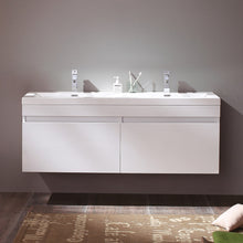 Load image into Gallery viewer, Fresca Largo 57&quot;White Modern Double Sink Bathroom Cabinet w/ Integrated Sinks- Fresca