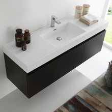 Load image into Gallery viewer, Fresca Mezzo 60&quot; Black Wall Hung Single Sink Modern Bathroom Cabinet w/ Integrated Sink- Fresca