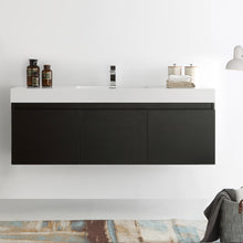 Load image into Gallery viewer, Fresca Mezzo 60&quot; Black Wall Hung Single Sink Modern Bathroom Cabinet w/ Integrated Sink- Fresca
