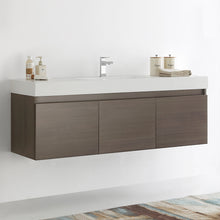 Load image into Gallery viewer, Fresca Mezzo 60&quot; Gray Oak Wall Hung Single Sink Modern Bathroom Cabinet w/ Integrated Sink- Fresca