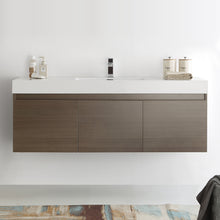 Load image into Gallery viewer, Fresca Mezzo 60&quot; Gray Oak Wall Hung Single Sink Modern Bathroom Cabinet w/ Integrated Sink- Fresca