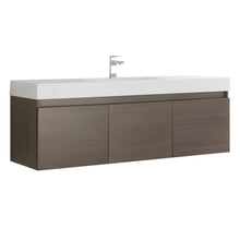 Load image into Gallery viewer, Fresca Mezzo 60&quot; Gray Oak Wall Hung Single Sink Modern Bathroom Cabinet w/ Integrated Sink- Fresca