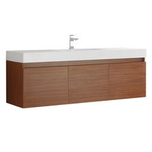 Load image into Gallery viewer, Fresca Mezzo 60&quot; Teak Wall Hung Single Sink Modern Bathroom Cabinet w/ Integrated Sink- Fresca