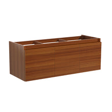 Load image into Gallery viewer, Fresca Mezzo 60&quot; Teak Wall Hung Single Sink Modern Bathroom Cabinet- Fresca