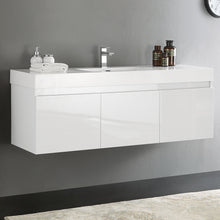 Load image into Gallery viewer, Fresca Mezzo 60&quot; White Wall Hung Single Sink Modern Bathroom Cabinet w/ Integrated Sink- Fresca