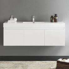 Load image into Gallery viewer, Fresca Mezzo 60&quot; White Wall Hung Single Sink Modern Bathroom Cabinet w/ Integrated Sink- Fresca