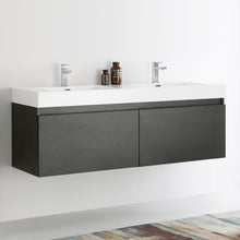 Load image into Gallery viewer, Fresca Mezzo 60&quot; Black Wall Hung Double Sink Modern Bathroom Cabinet w/ Integrated Sink- Fresca