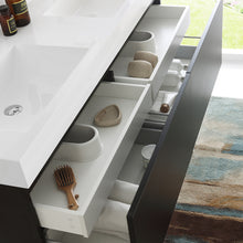 Load image into Gallery viewer, Fresca Mezzo 60&quot; Black Wall Hung Double Sink Modern Bathroom Cabinet w/ Integrated Sink- Fresca
