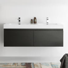 Load image into Gallery viewer, Fresca Mezzo 60&quot; Black Wall Hung Double Sink Modern Bathroom Cabinet w/ Integrated Sink- Fresca