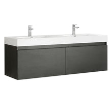 Load image into Gallery viewer, Fresca Mezzo 60&quot; Black Wall Hung Double Sink Modern Bathroom Cabinet w/ Integrated Sink- Fresca