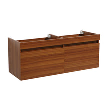 Load image into Gallery viewer, Fresca Mezzo 60&quot; Teak Wall Hung Double Sink Modern Bathroom Cabinet- Fresca