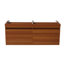 Load image into Gallery viewer, Fresca Mezzo 60&quot; Teak Wall Hung Double Sink Modern Bathroom Cabinet- Fresca