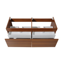 Load image into Gallery viewer, Fresca Mezzo 60&quot; Teak Wall Hung Double Sink Modern Bathroom Cabinet- Fresca
