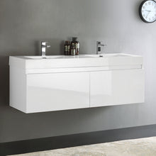 Load image into Gallery viewer, Fresca Mezzo 60&quot; White Wall Hung Double Sink Modern Bathroom Cabinet w/ Integrated Sink- Fresca