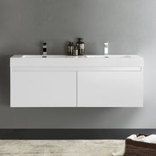 Load image into Gallery viewer, Fresca Mezzo 60&quot; White Wall Hung Double Sink Modern Bathroom Cabinet w/ Integrated Sink- Fresca
