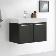 Load image into Gallery viewer, Fresca Vista 30&quot; Black Wall Hung Modern Bathroom Cabinet w/ Integrated Sink- Fresca