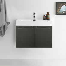 Load image into Gallery viewer, Fresca Vista 30&quot; Black Wall Hung Modern Bathroom Cabinet w/ Integrated Sink- Fresca