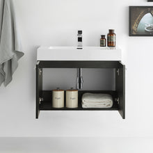 Load image into Gallery viewer, Fresca Vista 30&quot; Black Wall Hung Modern Bathroom Cabinet w/ Integrated Sink- Fresca