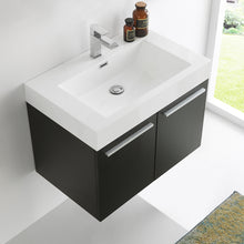Load image into Gallery viewer, Fresca Vista 30&quot; Black Wall Hung Modern Bathroom Cabinet w/ Integrated Sink- Fresca