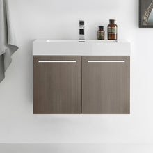Load image into Gallery viewer, Fresca Vista 30&quot; Gray Oak Wall Hung Modern Bathroom Cabinet w/ Integrated Sink- Fresca