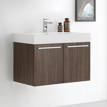 Load image into Gallery viewer, Fresca Vista 30&quot; Walnut Wall Hung Modern Bathroom Cabinet w/ Integrated Sink- Fresca