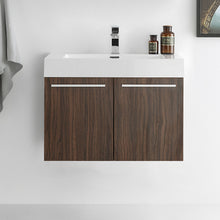 Load image into Gallery viewer, Fresca Vista 30&quot; Walnut Wall Hung Modern Bathroom Cabinet w/ Integrated Sink- Fresca