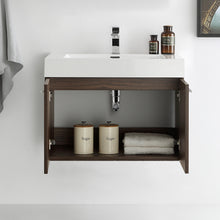 Load image into Gallery viewer, Fresca Vista 30&quot; Walnut Wall Hung Modern Bathroom Cabinet w/ Integrated Sink- Fresca