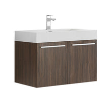 Load image into Gallery viewer, Fresca Vista 30&quot; Walnut Wall Hung Modern Bathroom Cabinet w/ Integrated Sink- Fresca