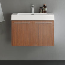 Load image into Gallery viewer, Fresca Vista 30&quot; Teak Wall Hung Modern Bathroom Cabinet w/ Integrated Sink- Fresca