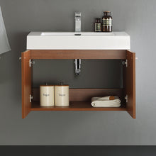 Load image into Gallery viewer, Fresca Vista 30&quot; Teak Wall Hung Modern Bathroom Cabinet w/ Integrated Sink- Fresca
