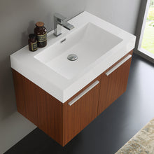 Load image into Gallery viewer, Fresca Vista 30&quot; Teak Wall Hung Modern Bathroom Cabinet w/ Integrated Sink- Fresca