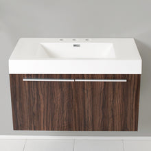 Load image into Gallery viewer, Fresca Vista 36" Walnut Modern Bathroom Cabinet w/ Integrated Sink- Fresca