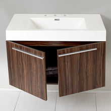 Load image into Gallery viewer, Fresca Vista 36" Walnut Modern Bathroom Cabinet w/ Integrated Sink- Fresca