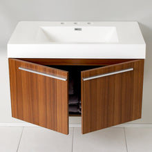Load image into Gallery viewer, Fresca Vista 36" Teak Modern Bathroom Cabinet w/ Integrated Sink- Fresca
