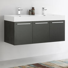Load image into Gallery viewer, Fresca Vista 48&quot; Black Wall Hung Double Sink Modern Bathroom Cabinet w/ Integrated Sink- Fresca