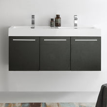Load image into Gallery viewer, Fresca Vista 48&quot; Black Wall Hung Double Sink Modern Bathroom Cabinet w/ Integrated Sink- Fresca
