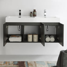 Load image into Gallery viewer, Fresca Vista 48&quot; Black Wall Hung Modern Bathroom Cabinet w/ Integrated Sink- Fresca
