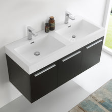 Load image into Gallery viewer, Fresca Vista 48&quot; Black Wall Hung Modern Bathroom Cabinet w/ Integrated Sink- Fresca