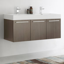 Load image into Gallery viewer, Fresca Vista 48&quot; Gray Oak Wall Hung Double Sink Modern Bathroom Cabinet w/ Integrated Sink- Fresca