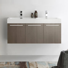 Load image into Gallery viewer, Fresca Vista 48&quot; Gray Oak Wall Hung Double Sink Modern Bathroom Cabinet w/ Integrated Sink- Fresca